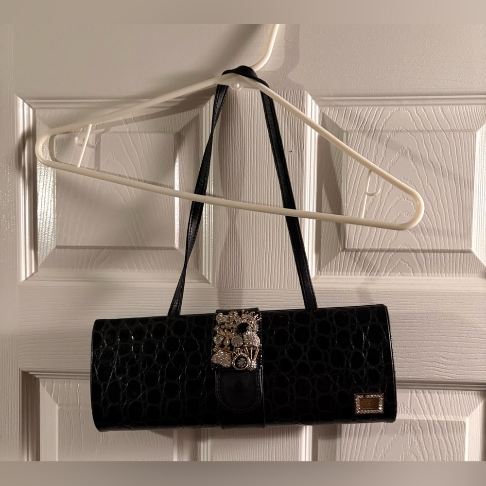 Ambiance by Bernadette Black Croc-Embossed Bag